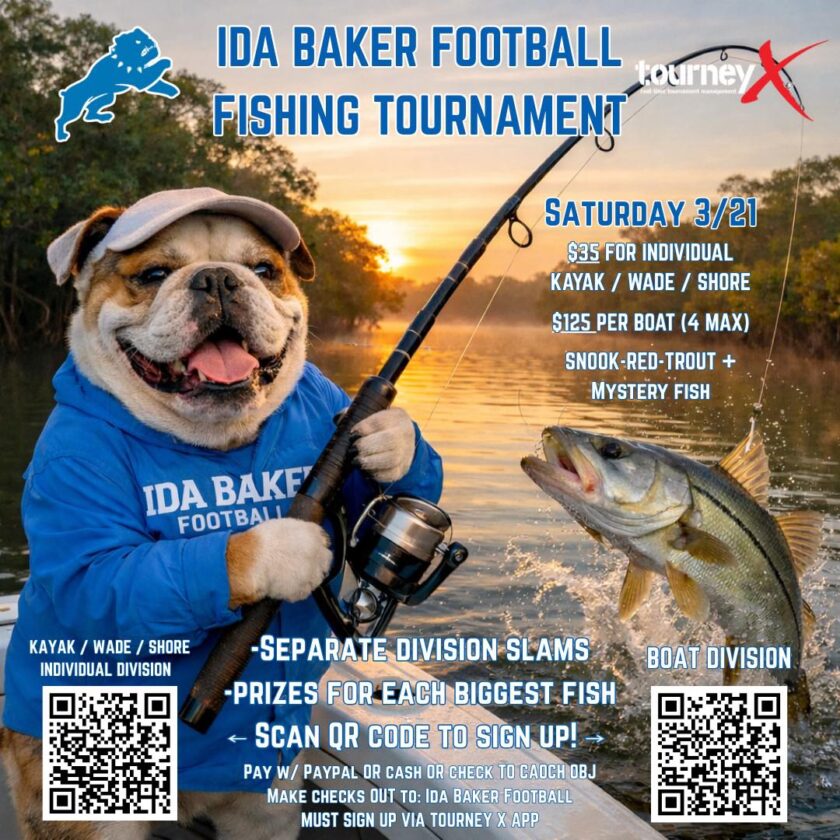 Ida Baker High School Fishing Tournament scheduled for March 21